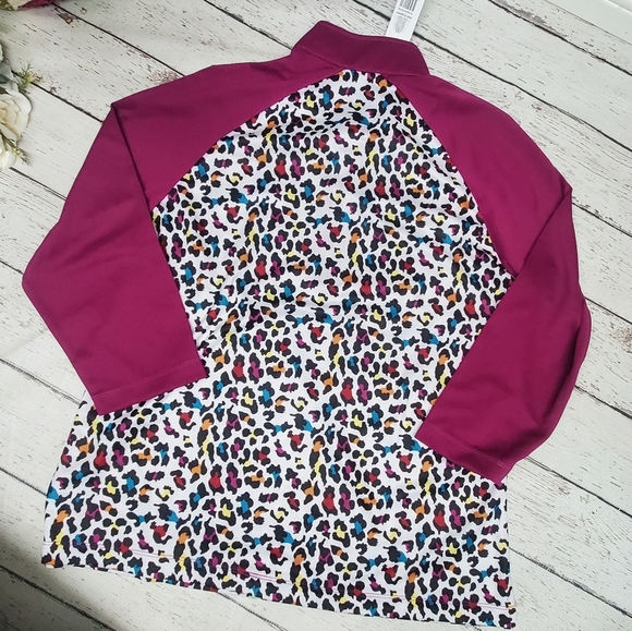 Monterey Club Women's Pro Leopard Print Block 3/4 Sleeve Zip Top. XL - Picture 3 of 12
